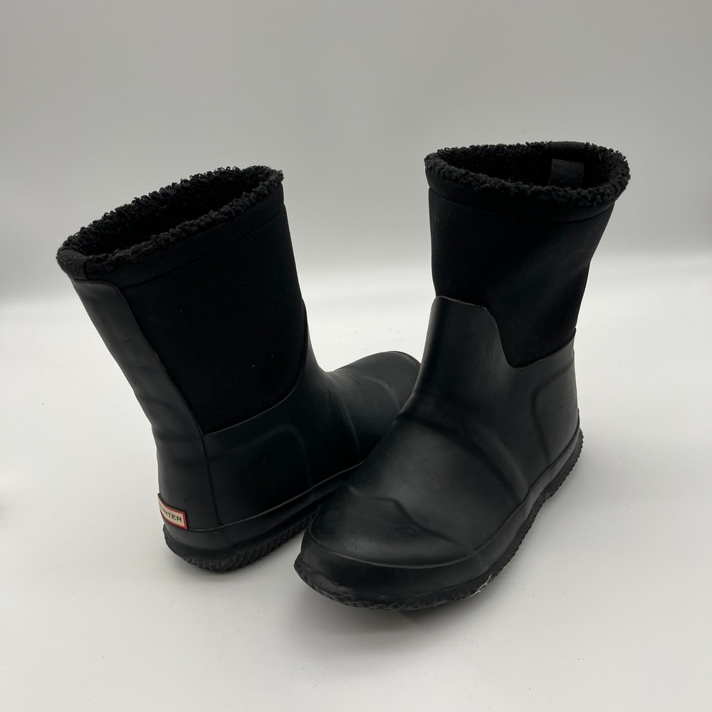 Hunter Kids Black Sherpa Lined Neoprene Rubber Rain Winter Boots UK 2 US 3 4